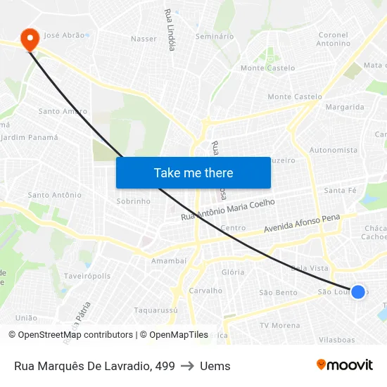 Rua Marquês De Lavradio, 499 to Uems map