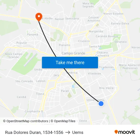 Rua Dolores Duran, 1534-1556 to Uems map