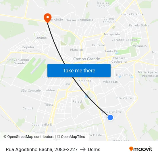 Rua Agostinho Bacha, 2083-2227 to Uems map