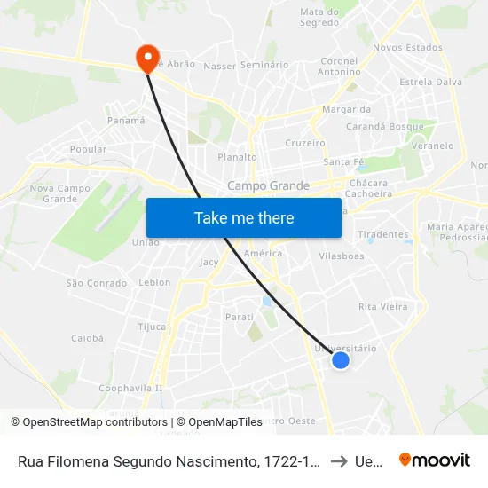 Rua Filomena Segundo Nascimento, 1722-1796 to Uems map
