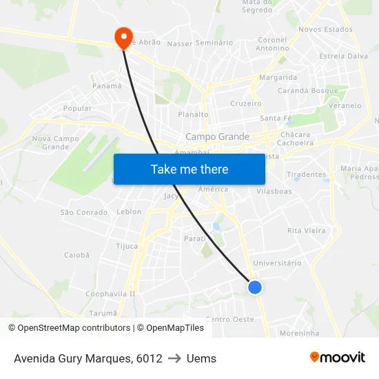 Avenida Gury Marques, 6012 to Uems map