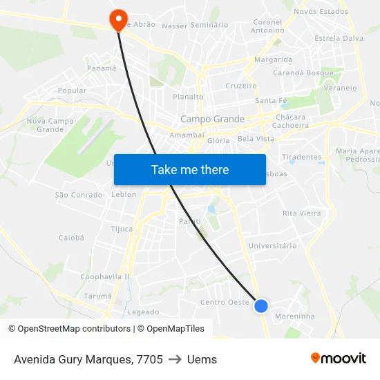 Avenida Gury Marques, 7705 to Uems map
