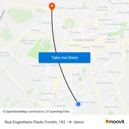 Rua Engenheiro Paulo Frontin, 192 to Uems map