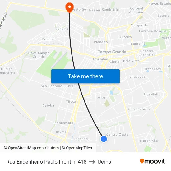 Rua Engenheiro Paulo Frontin, 418 to Uems map