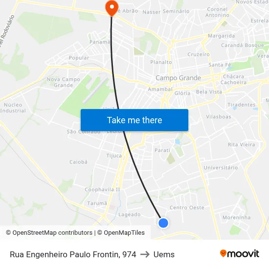Rua Engenheiro Paulo Frontin, 974 to Uems map