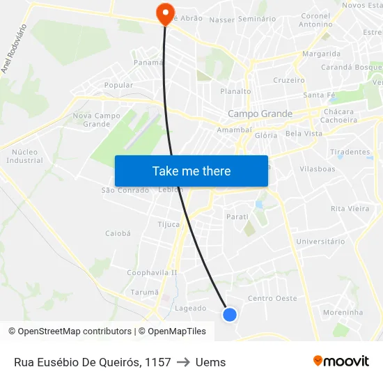 Rua Eusébio De Queirós, 1157 to Uems map