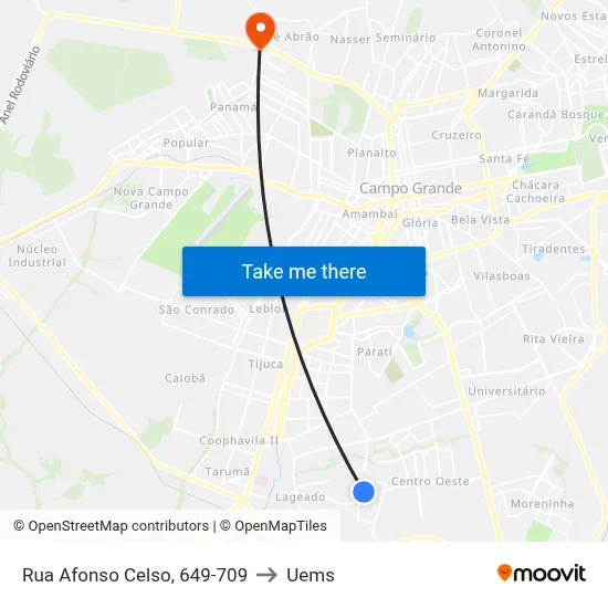 Rua Afonso Celso, 649-709 to Uems map