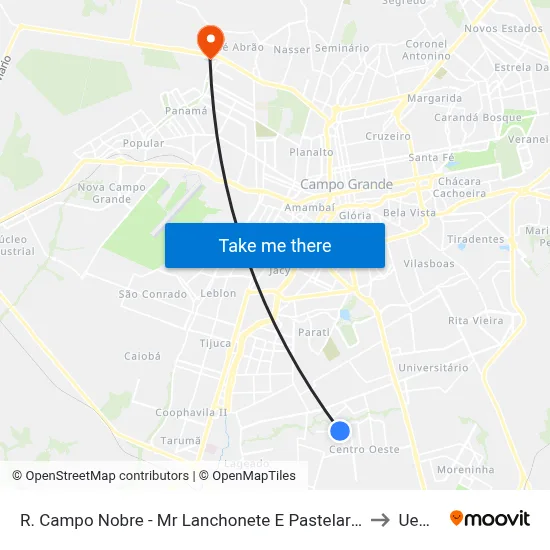 R. Campo Nobre - Mr Lanchonete E Pastelaria to Uems map