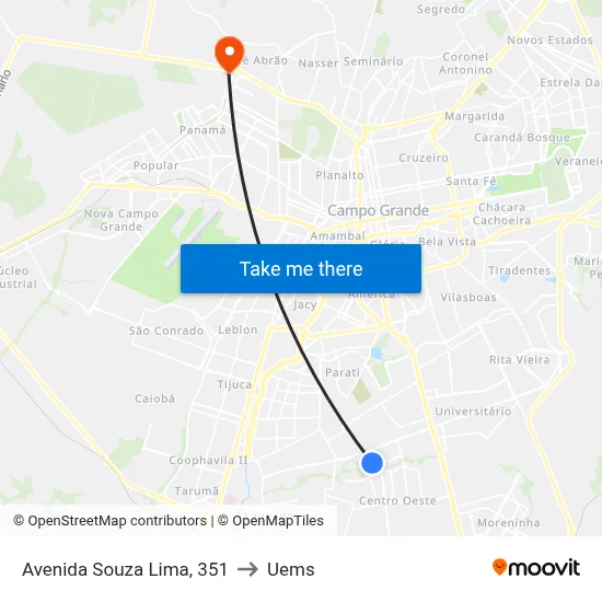 Avenida Souza Lima, 351 to Uems map