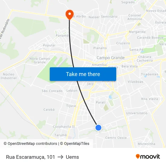 Rua Escaramuça, 101 to Uems map