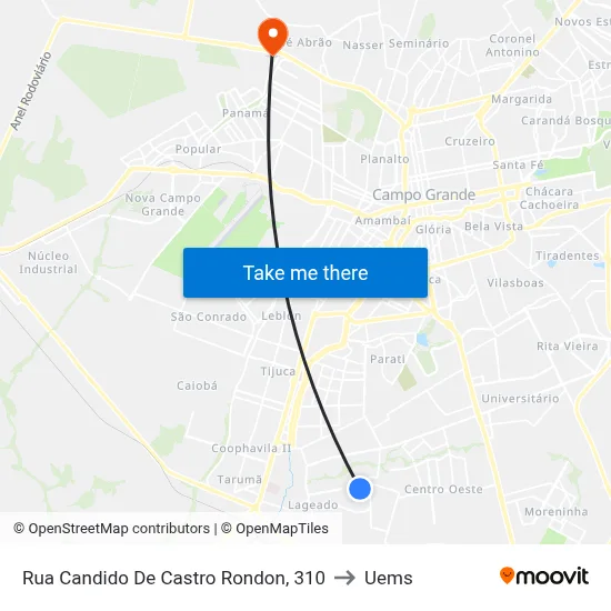 Rua Candido De Castro Rondon, 310 to Uems map