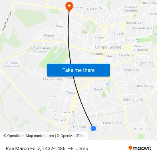 Rua Marco Feliz, 1432-1486 to Uems map