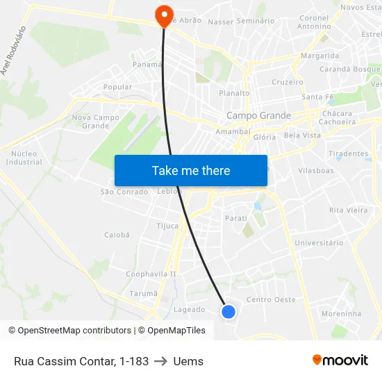 Rua Cassim Contar, 1-183 to Uems map