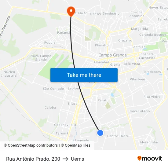 Rua Antônio Prado, 200 to Uems map