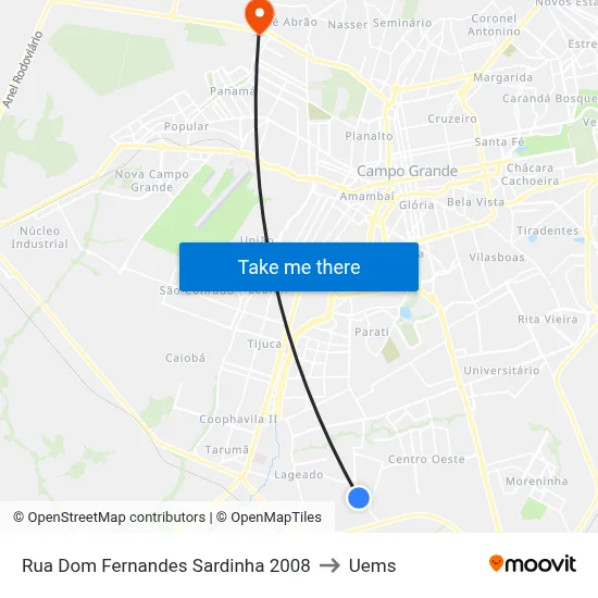 Rua Dom Fernandes Sardinha 2008 to Uems map