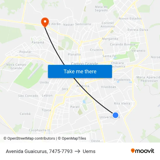 Avenida Guaicurus, 7475-7793 to Uems map
