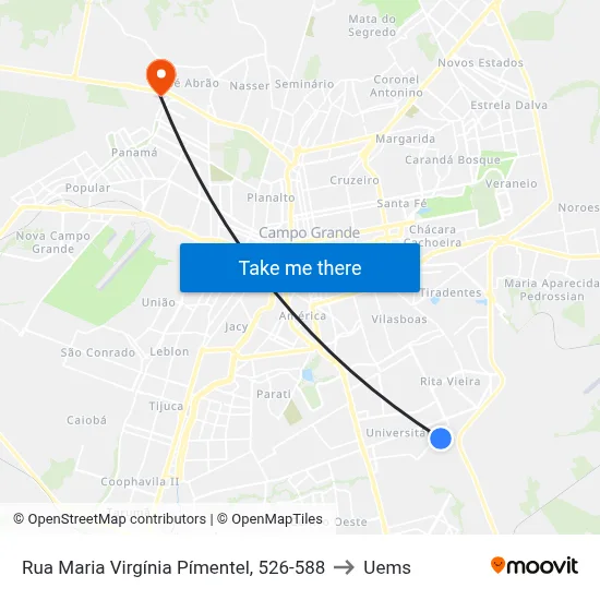Rua Maria Virgínia Pímentel, 526-588 to Uems map
