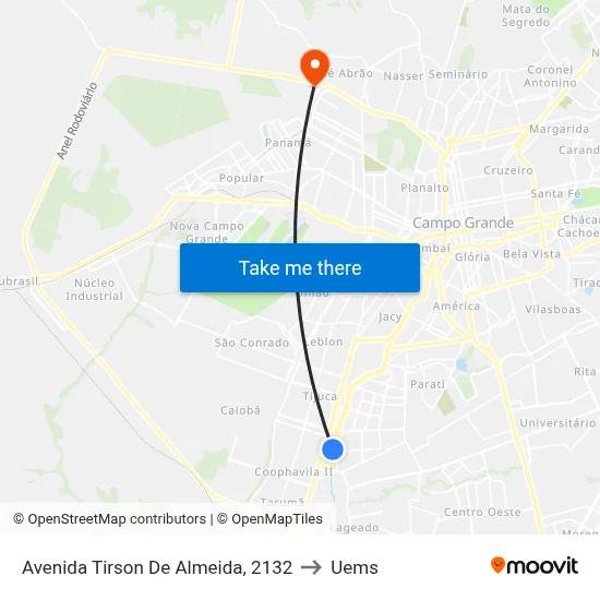 Avenida Tirson De Almeida, 2132 to Uems map