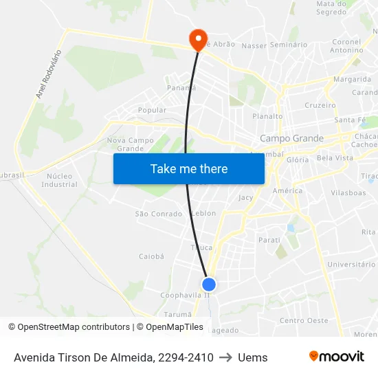 Avenida Tirson De Almeida, 2294-2410 to Uems map