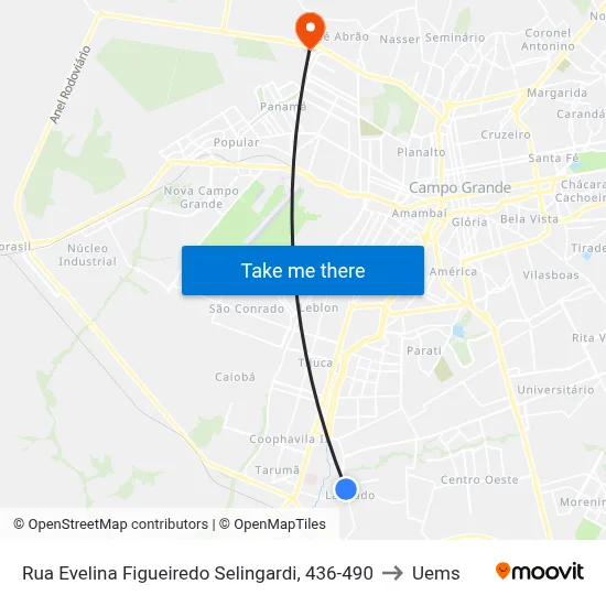 Rua Evelina Figueiredo Selingardi, 436-490 to Uems map