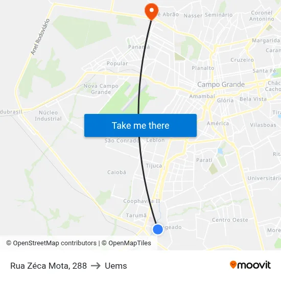 Rua Zéca Mota, 288 to Uems map