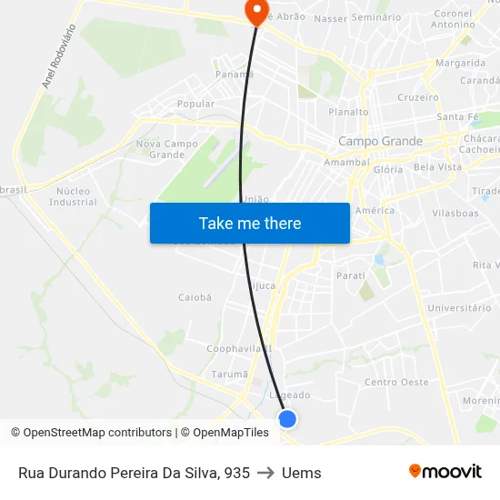 Rua Durando Pereira Da Silva, 935 to Uems map