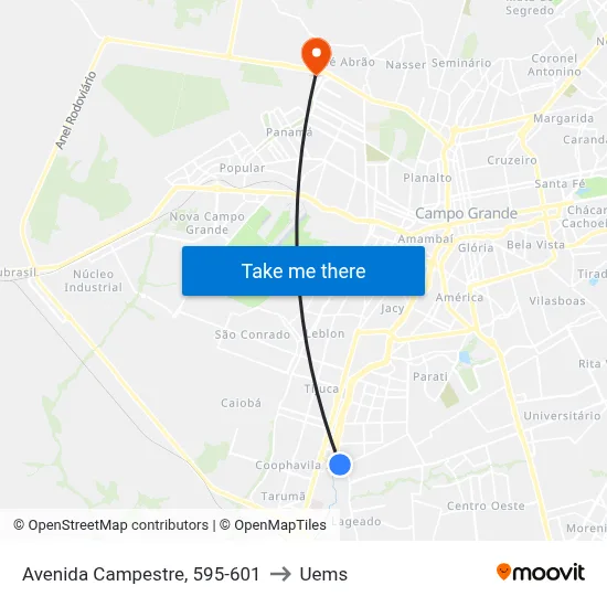 Avenida Campestre, 595-601 to Uems map