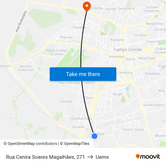 Rua Cenira Soares Magalhães, 271 to Uems map