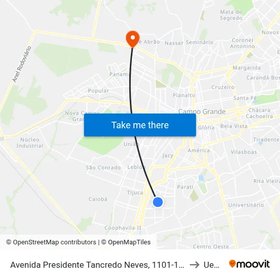 Avenida Presidente Tancredo Neves, 1101-1219 to Uems map