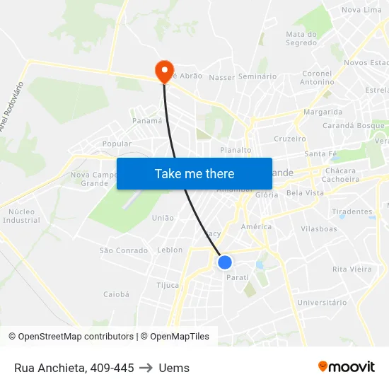 Rua Anchieta, 409-445 to Uems map