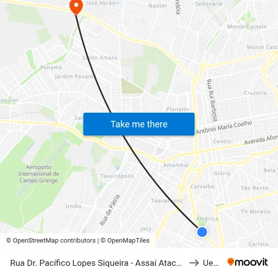 Rua Dr. Pacífico Lopes Siqueira - Assaí Atacadista to Uems map