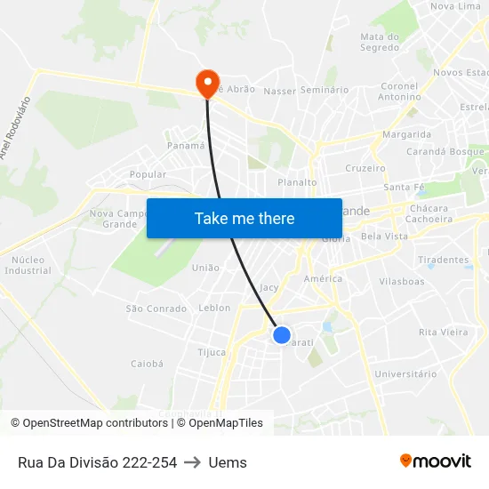 Rua Da Divisão 222-254 to Uems map