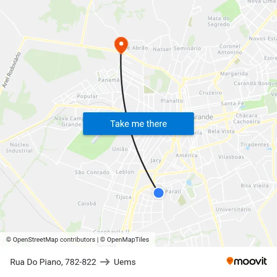Rua Do Piano, 782-822 to Uems map