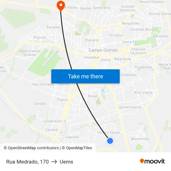 Rua Medrado, 170 to Uems map