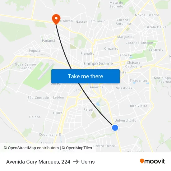 Avenida Gury Marques, 224 to Uems map