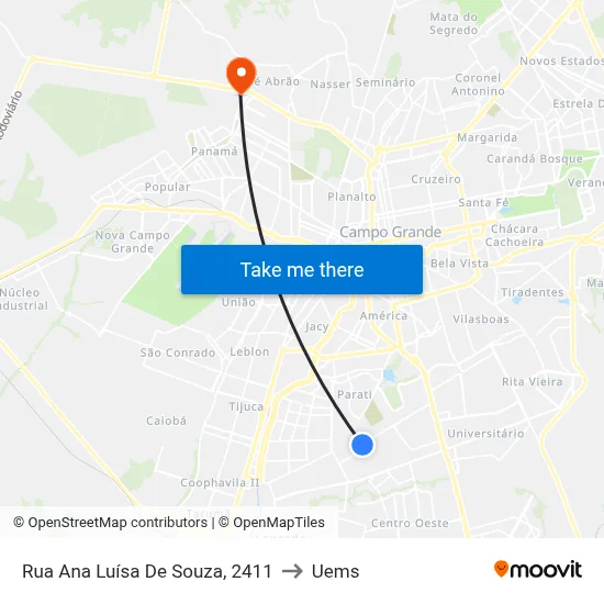 Rua Ana Luísa De Souza, 2411 to Uems map