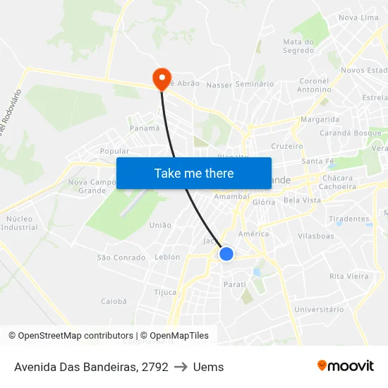 Avenida Das Bandeiras, 2792 to Uems map
