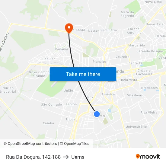 Rua Da Doçura, 142-188 to Uems map