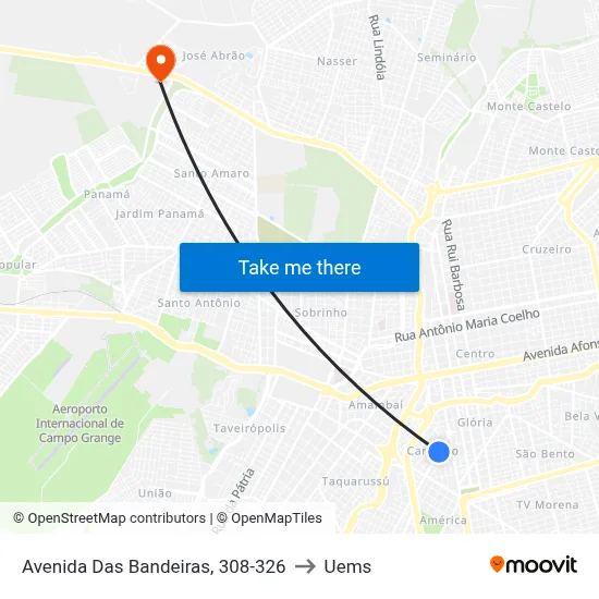 Avenida Das Bandeiras, 308-326 to Uems map