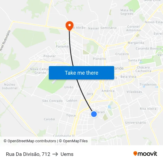 Rua Da Divisão, 712 to Uems map