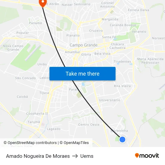 Amado Nogueira De Moraes to Uems map