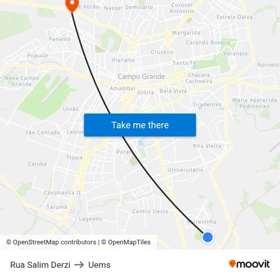 Rua Salim Derzi to Uems map