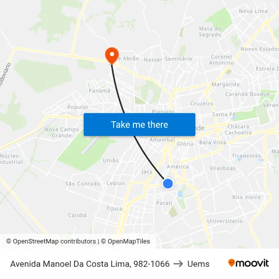 Avenida Manoel Da Costa Lima, 982-1066 to Uems map
