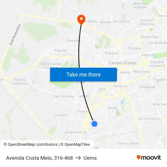 Avenida Costa Melo, 316-468 to Uems map