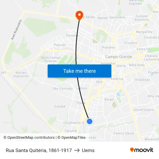 Rua Santa Quitéria, 1861-1917 to Uems map