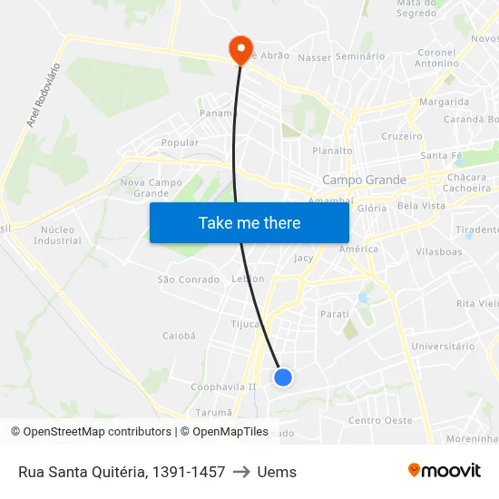 Rua Santa Quitéria, 1391-1457 to Uems map