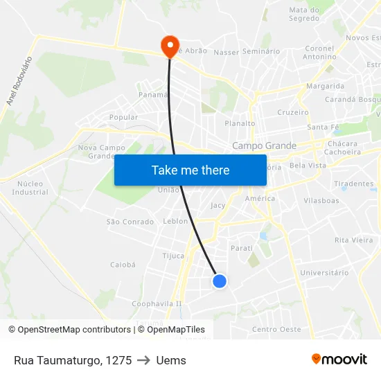 Rua Taumaturgo, 1275 to Uems map