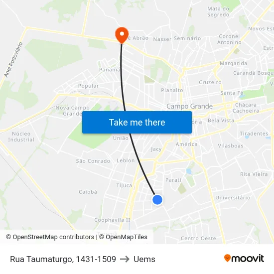 Rua Taumaturgo, 1431-1509 to Uems map