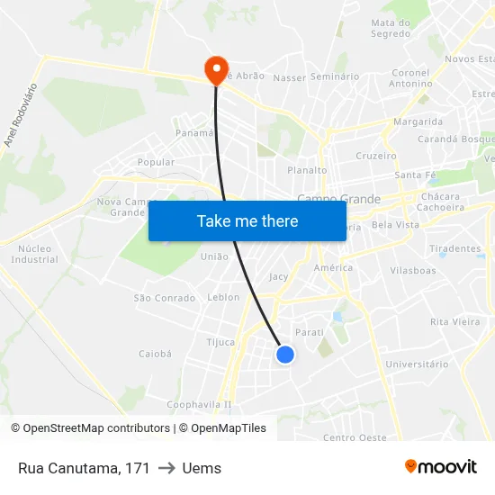 Rua Canutama, 171 to Uems map