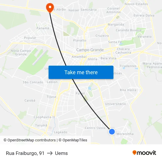 Rua Fraiburgo, 91 to Uems map